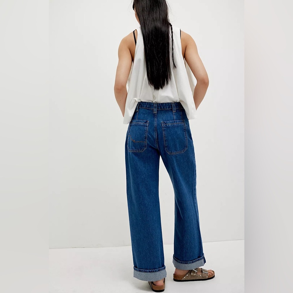 NWT FREE PEOPLE - We The Free Palmer Cuffed Jeans in colour Tunnel Vision - Picture 2 of 7
